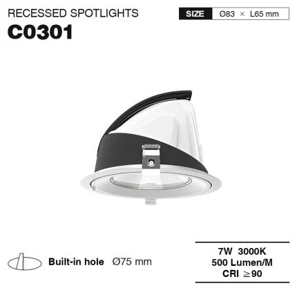 CSL003-A 7W 3000K 24° qızıl deşik Φ 75 girintili LED işıqforlar-Yataq otağında işıqforlar--01