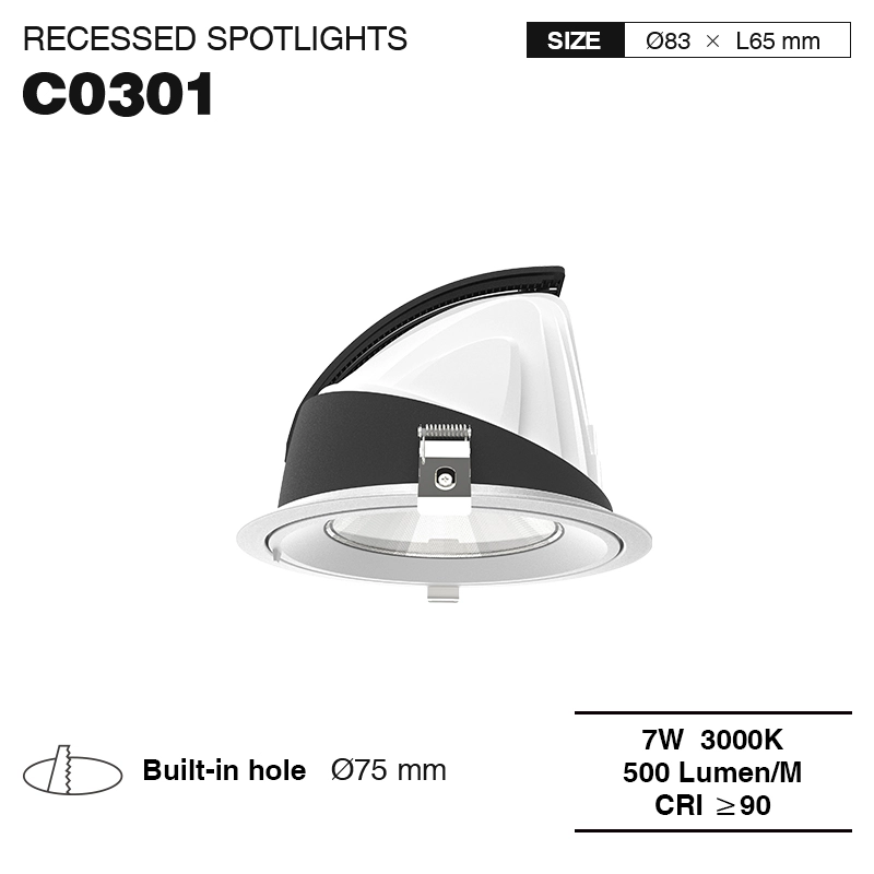 CSL003-A 7W 3000K 24° auri foramen Φ 75 reductum DUCTUS spotlights in conclavi--01