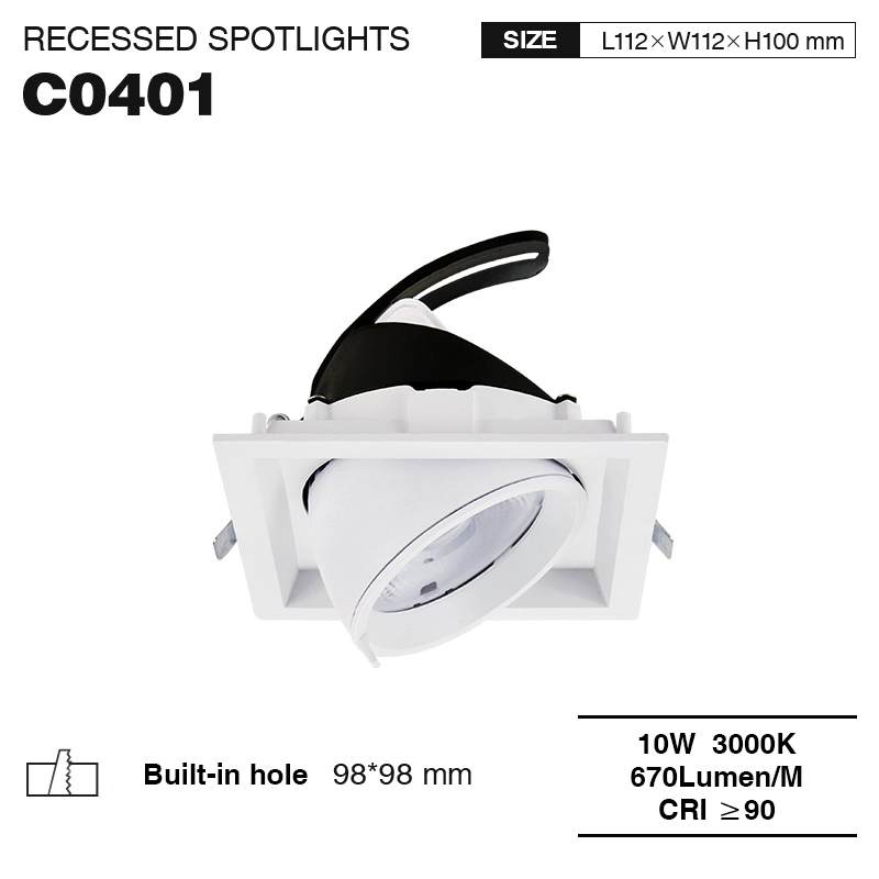 CSL004-A 10W 3000K 24° inbouwspot-Gangverlichting--01