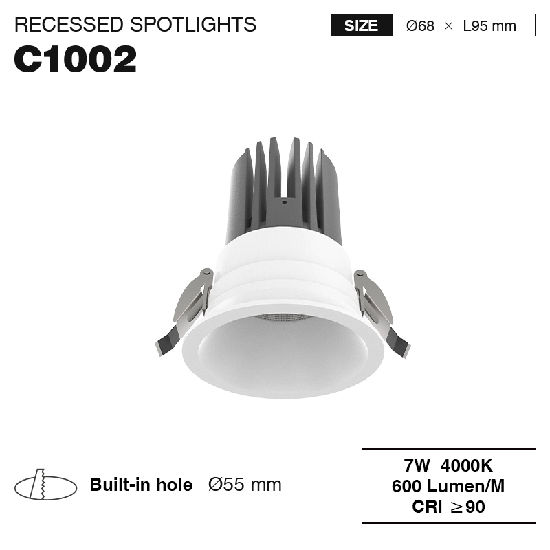 CSL010-A 7W 4000K 24° Bianco faretti a led da incasso-Faretti LED Incasso 220v--01