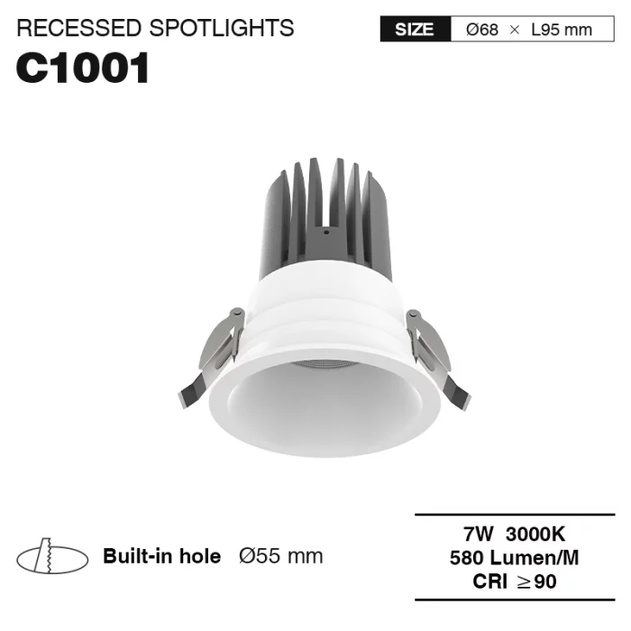 CSL010-A 7W 3000K 24° Bianco faretti da incasso led-Faretti Corridoio--01