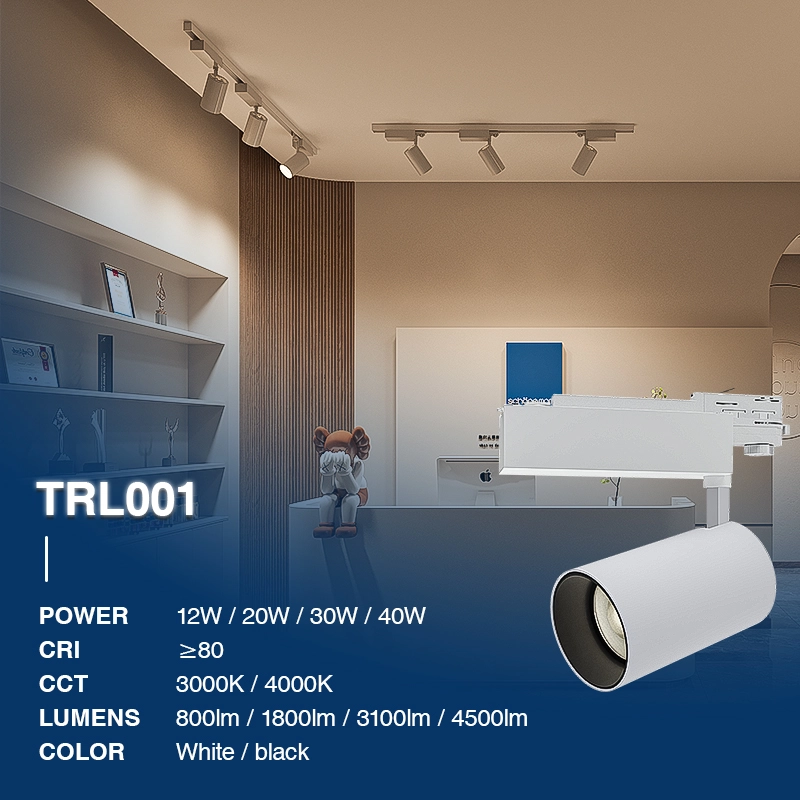 TRL001-40W-3000K-36°-Bianco Binario con faretti led-Faretti in Camera da Letto--02