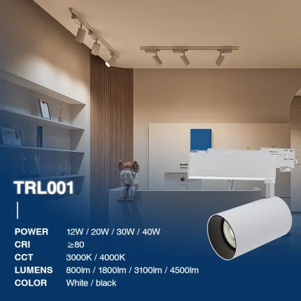 TRL001-30W-4000K-55°-Bianco Faretti su binario-Illuminazione di gallerie--02