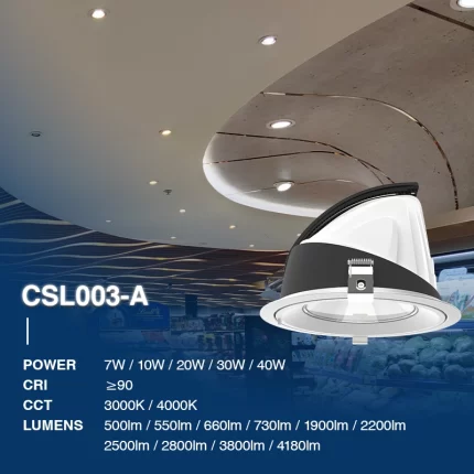 CSL003-A 7W 3000K 24° qızıl deşik Φ 75 girmə led işıq lampaları-Yataq otağının girmə işıqları--02