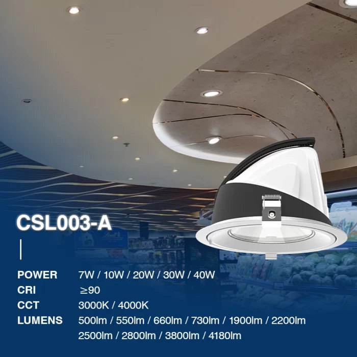 CSL003-A 7W 3000K 24° oro hole Φ 75 faretti a led da incasso-Faretti Da Incasso Camera Da Letto--02