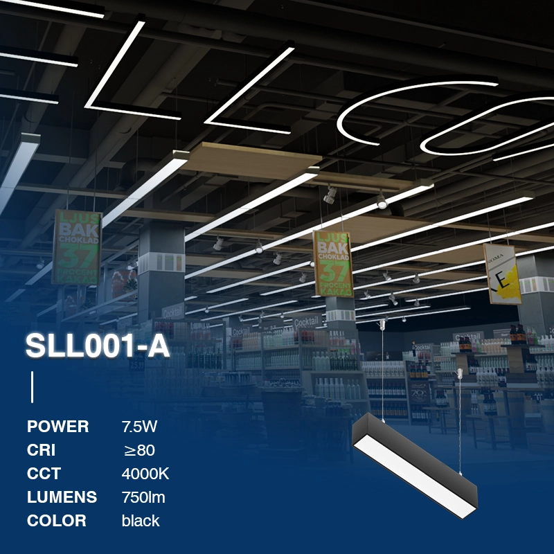 SLL001-A 7.5W 4000K 110° Lampu gantung slamp ireng-Cahaya kanggo supermarket--02