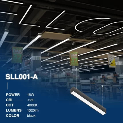 SLL001-A 15W 4000K 110° Nero lampadario-Lampada Lineare LED 15W--02