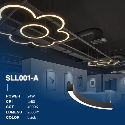 SLL001-A 24W 4000K 110° Nero lampadario a led-Lampada Lineare LED 24W--02