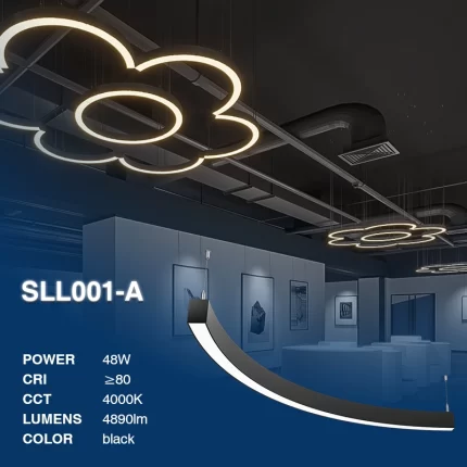 SLL001-A 48W 4000K 110° Nero lampadario a sospensione-Nero--02