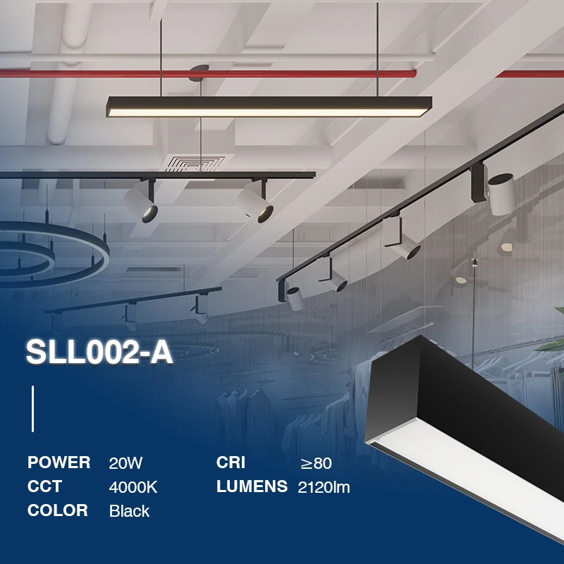 SLL002-A 20W 4000K 110° Nero lampadari a sospensione-Lampada Lineare Led Incasso--02