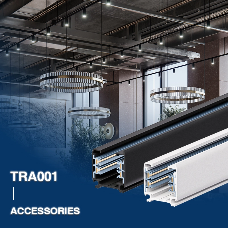 TRA001 Carril trifásico/1000 mm/Rín cadrado branco e accesorios--02b