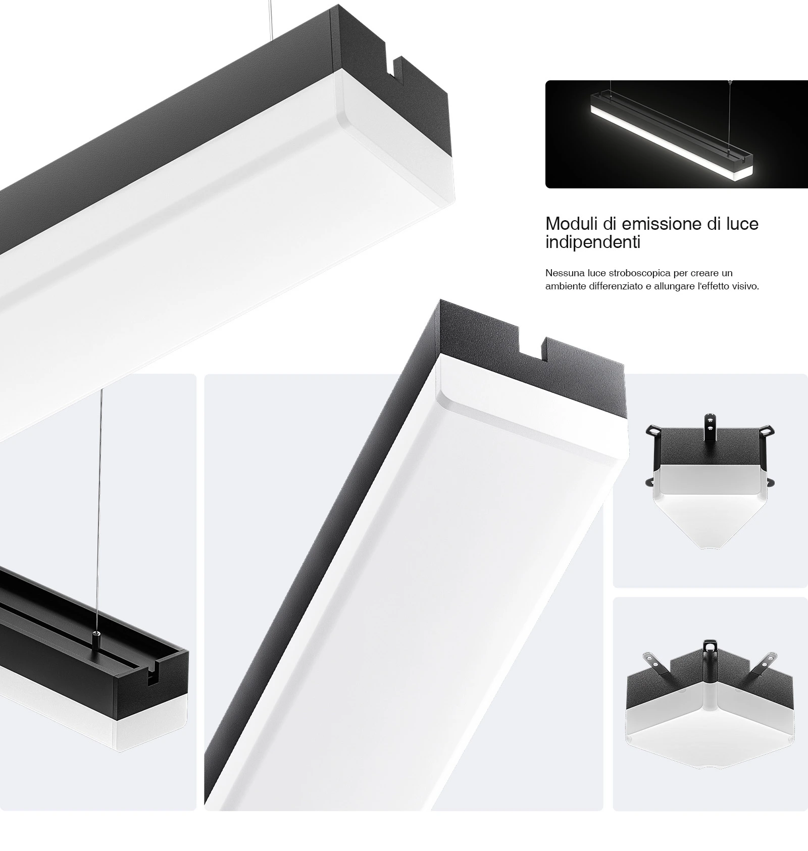 Lampada Lineare Led Nero 30W 4000K Produttore Garanzia:3anni L0403N MLL004-A-KOSOOM-Lampada Led Soffitto Lineare--03