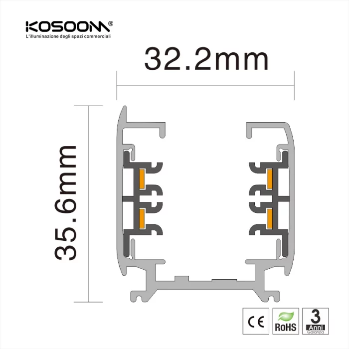 TRA001 Binario trifase/1000mm/Bianco-Binario quadrata e accessori--03