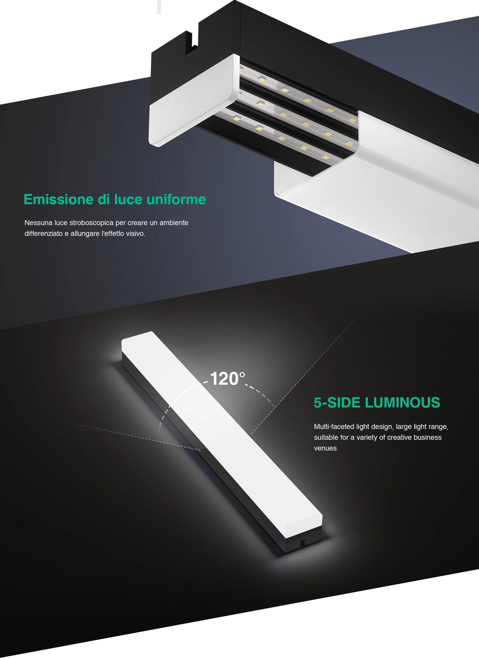 Lampada Lineare Led Nero 30W 4000K Produttore Garanzia:3anni L0403N MLL004-A-KOSOOM-illuminazione Ufficio--06
