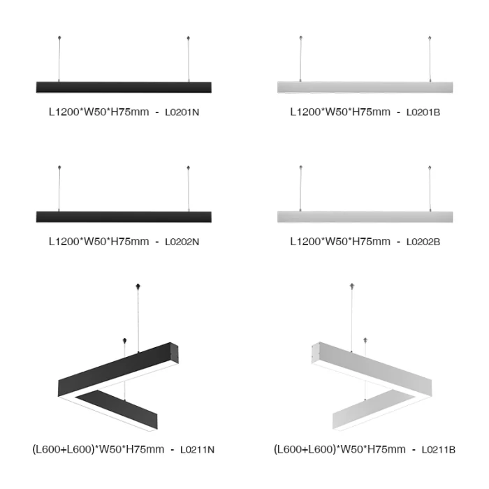 Lampade a sospensione lineari a LED L0211N nere 40W 4000K-KOSOOM-Lampada Lineare LED Negozio--06