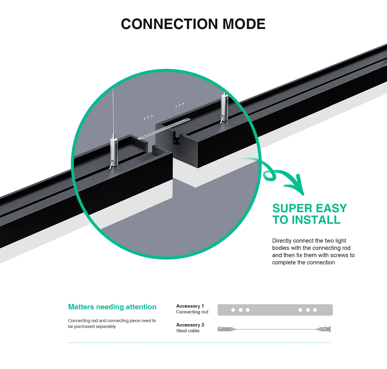 Lampada Lineare Led Nero 30W 4000K Produttore Garanzia:3anni L0403N MLL004-A-KOSOOM-Illuminazione LED per negozi--08