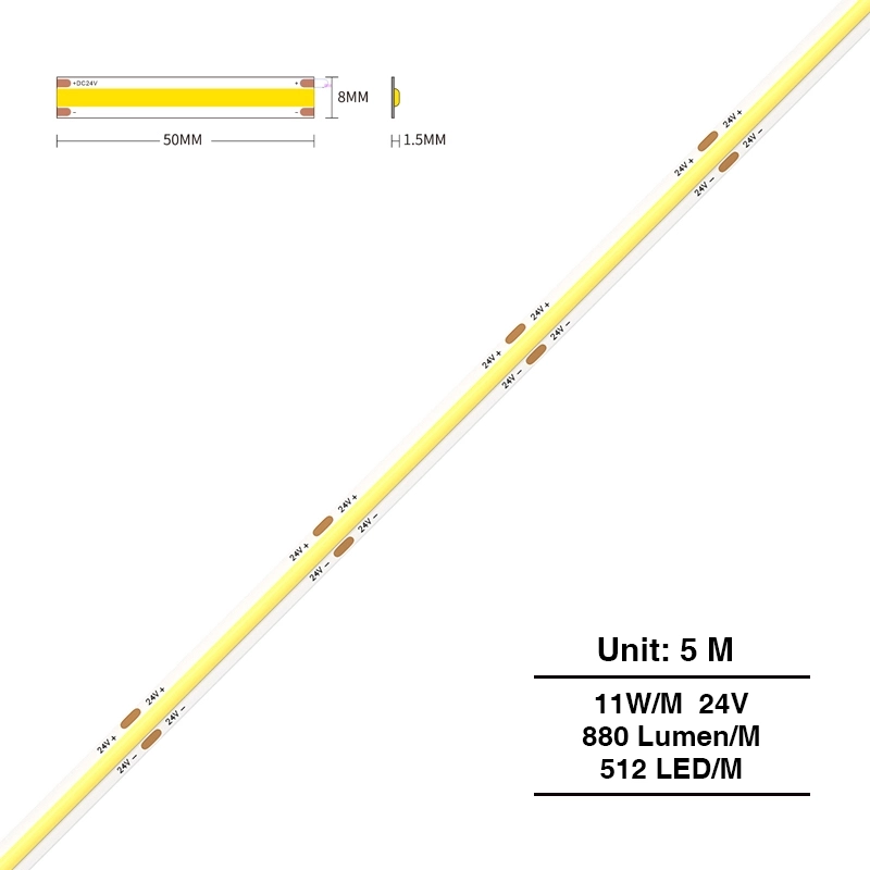 STL002 11W 6000K 180° COB LED Strip Light-Indoor LED Strip--55839 1706352986