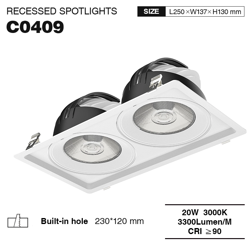 CSL004-A 20W 3000K 24° faretti incasso led-Illuminazione corridoio--01