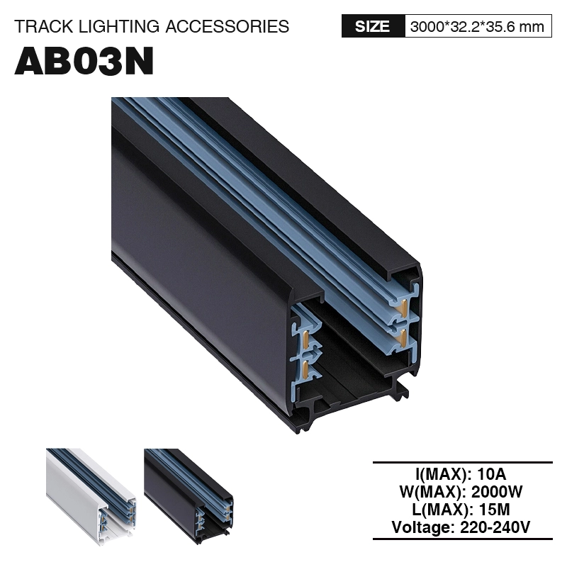 TRA001 Dreiphasenschiene/3000 mm/Schwarz-Quadratische Schiene und Zubehör – 01