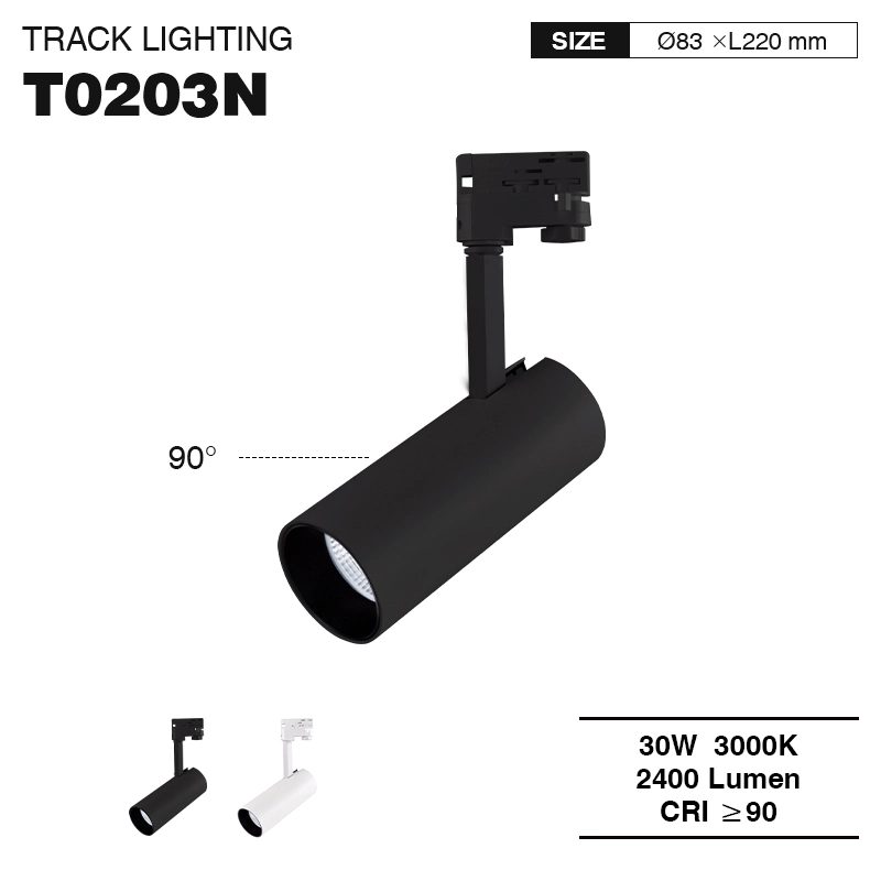 TRL002 30W 3000K 55° Black spotlights with track-Track spotlights for shops--01