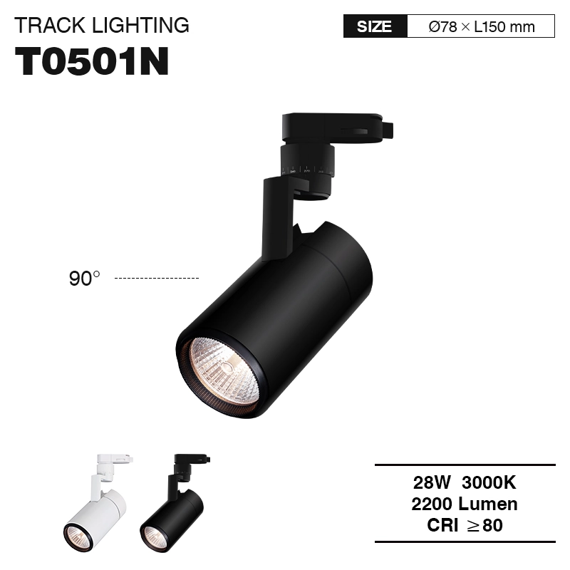 Diretamente da fábrica iluminação de trilho preto 28W 2200LM 3000K ângulo de feixe 24˚ TRL005-T0501N-Kosoom-Iluminação LED para loja--01