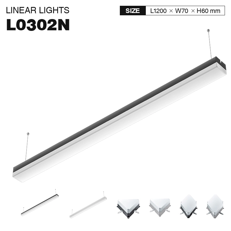 MLL003-A 40W 4000K 120° Lustre de suspensão preto - Lâmpada LED linear embutida - 01