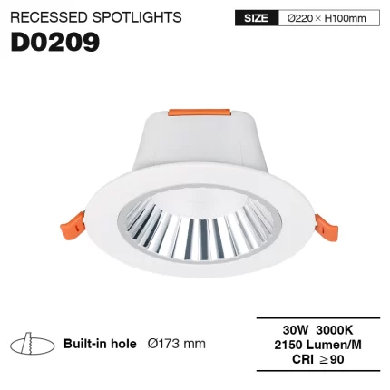 CDL002-E 30W 3000K 36° Bianco led faretto incasso-Illuminazione Showroom--01