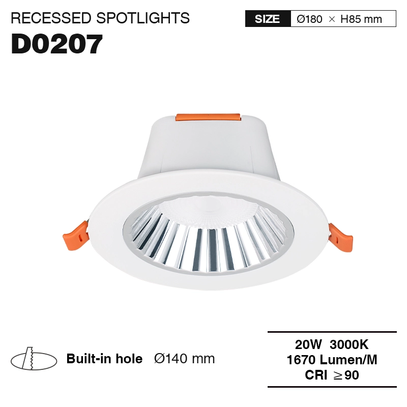 CDL002-E 20W 3000K 36° White recessed led spotlights-Spotlights for plasterboard--01