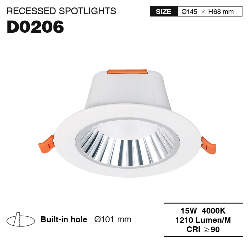 CDL002-E 15W 4000K 36° White design recessed spotlights-Recessed LED spotlights for the office--01