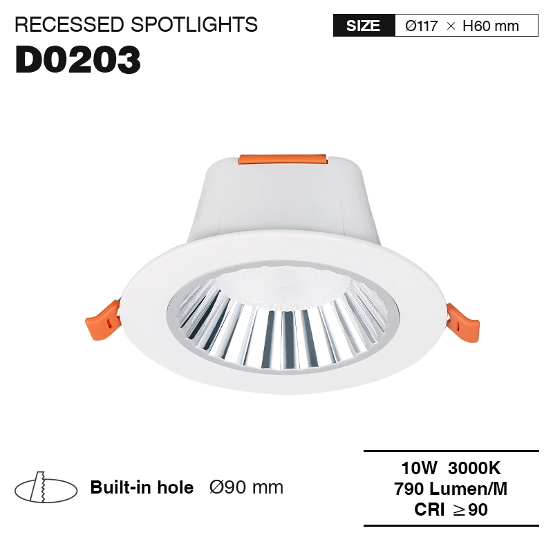 CDL002-E 10W 3000K 36° Bianco faretti da incasso soffitto-Faretti Da Incasso Led Per Negozio Abbigliamento--01