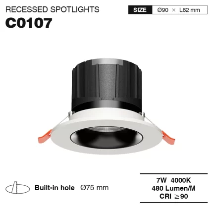 CSL001-A 7W 4000K 24° hole hole Φ75 recessed spotlight-Led Recessed Spotlights Shop--01