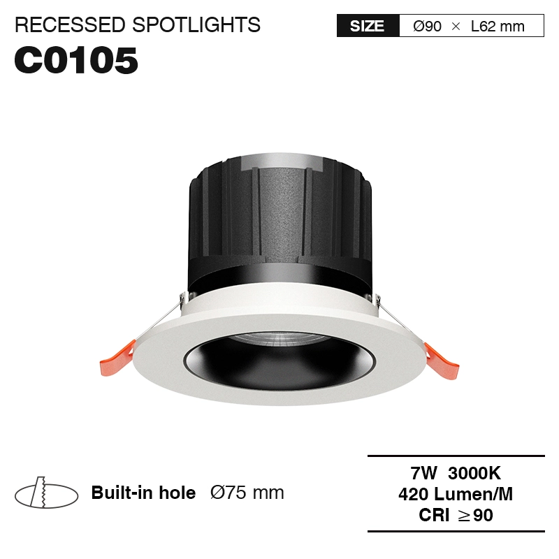 CSL001-A 7W 3000K 24° rami Φ75 recessed LED spotlights-Kitchen Recessed Spotlights-CSL001-A-01