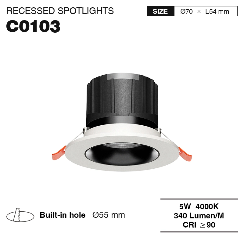 CSL001-A 5W 4000K 24° hole Φ55 recessed spotlights-Led Recessed Spotlights Shop--01