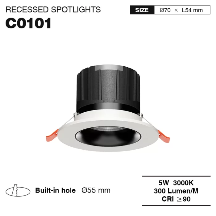 CSL001-A 5W 3000K 24° foro hole Φ55 faretti incasso led-Illuminazione LED per negozi-CSL001-A-01