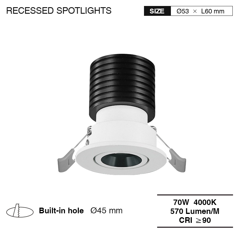 CSL002-A 7W 3000K 24°-os lyuk Φ45 süllyesztett LED spotlámpa-Modern hálószoba lámpák--01