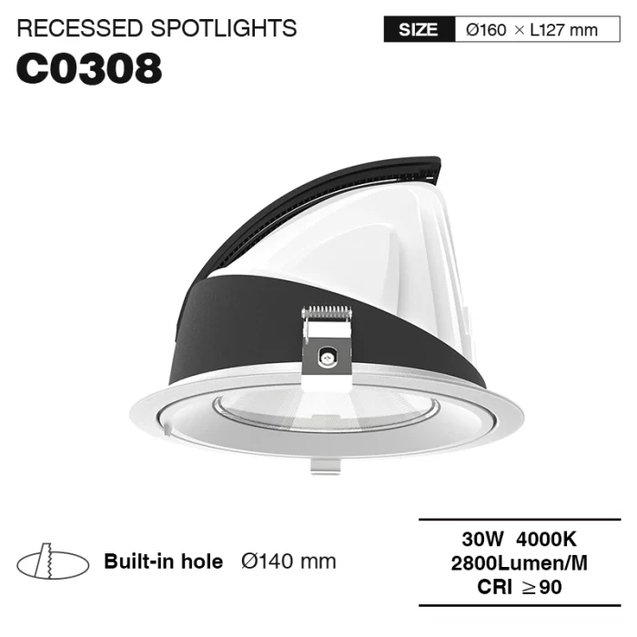 CSL003-A 30W 4000K 24° oro hole Φ 140 faretti da incasso led-Lampade Camera Da Letto Moderna--01