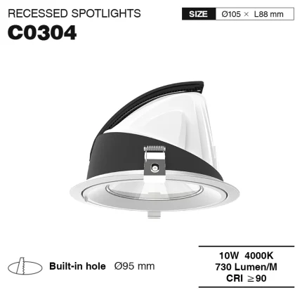 CSL003-A 10W 4000K 24° oro hole Φ 95 faretti da incasso-Faretti Da Incasso Led Negozio--01