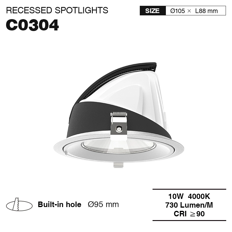 CSL003-A 10W 4000K 24° فتحة ذهبية Φ 95 مصابيح موجهة غائرة-مصابيح موجهة غائرة Led Shop--01