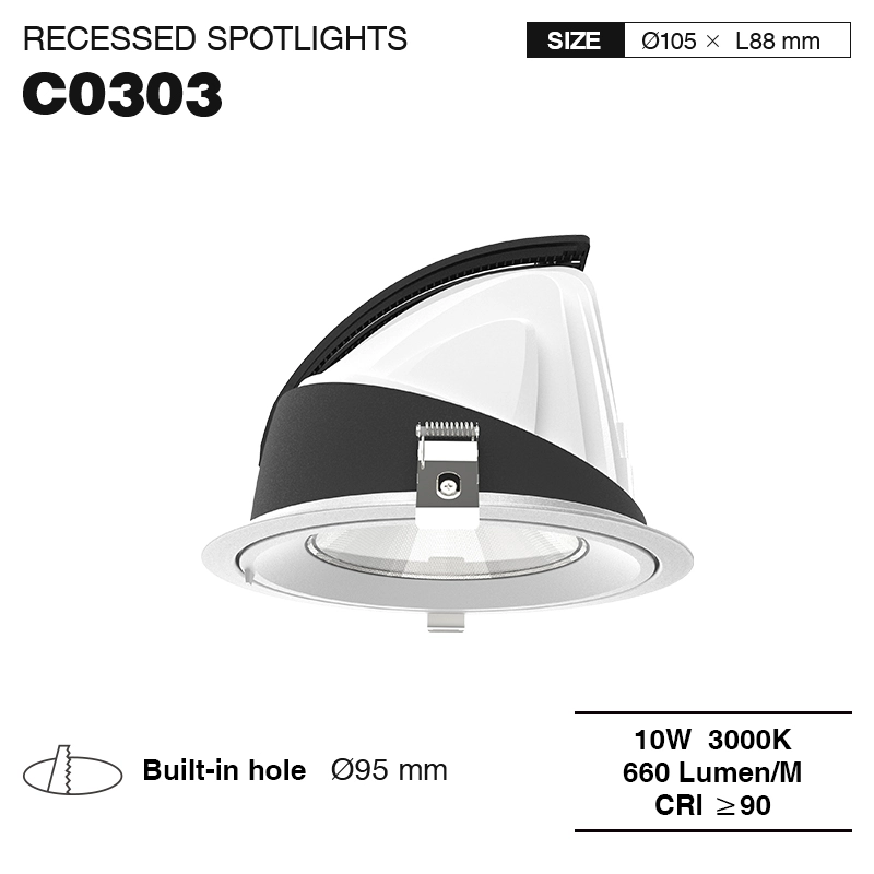 CSL003-A 10W 3000K 24° guldhul Φ 95 forsænkede LED-spotlights-Hvide forsænkede spots--01