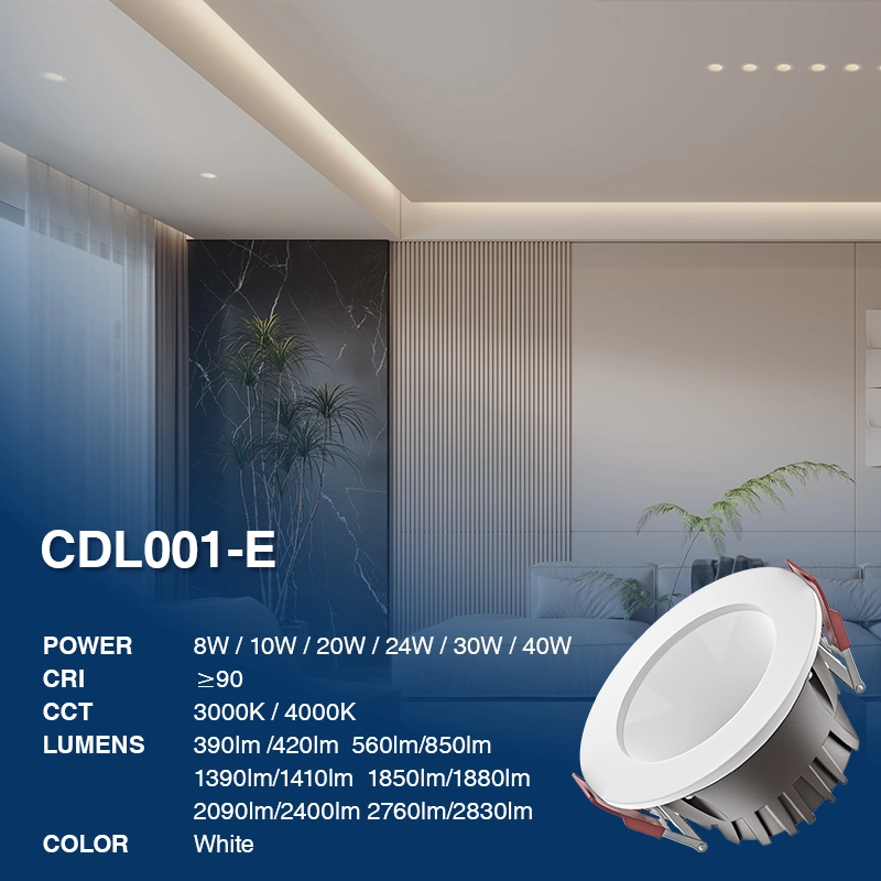 CDL001-E 30W 4000K 70° Faretto da incasso  foro hole Φ165-Faretti LED Incasso 220v--02