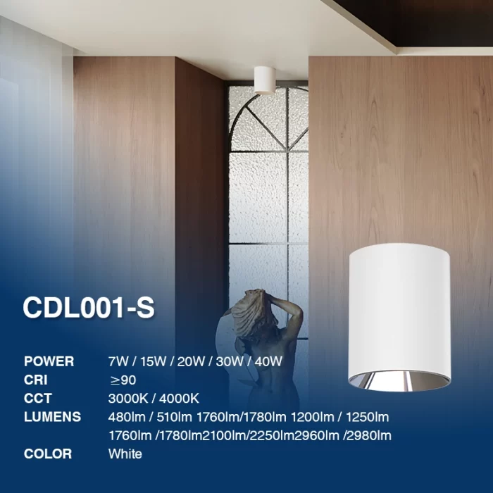 CDL001-S 7W 4000K 60°Bianco faretto da soffitto-Faretti Soggiorno--02