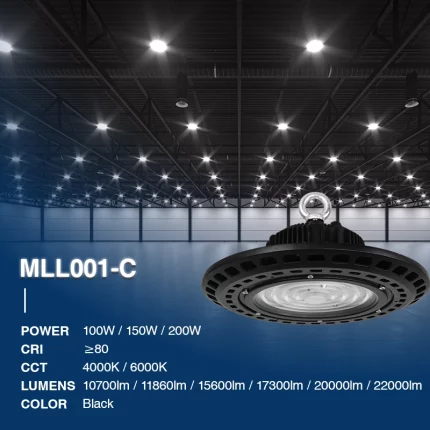 MLL001-C 200W 6000K 90° Nero UFO-Illuminazione del magazzino--02