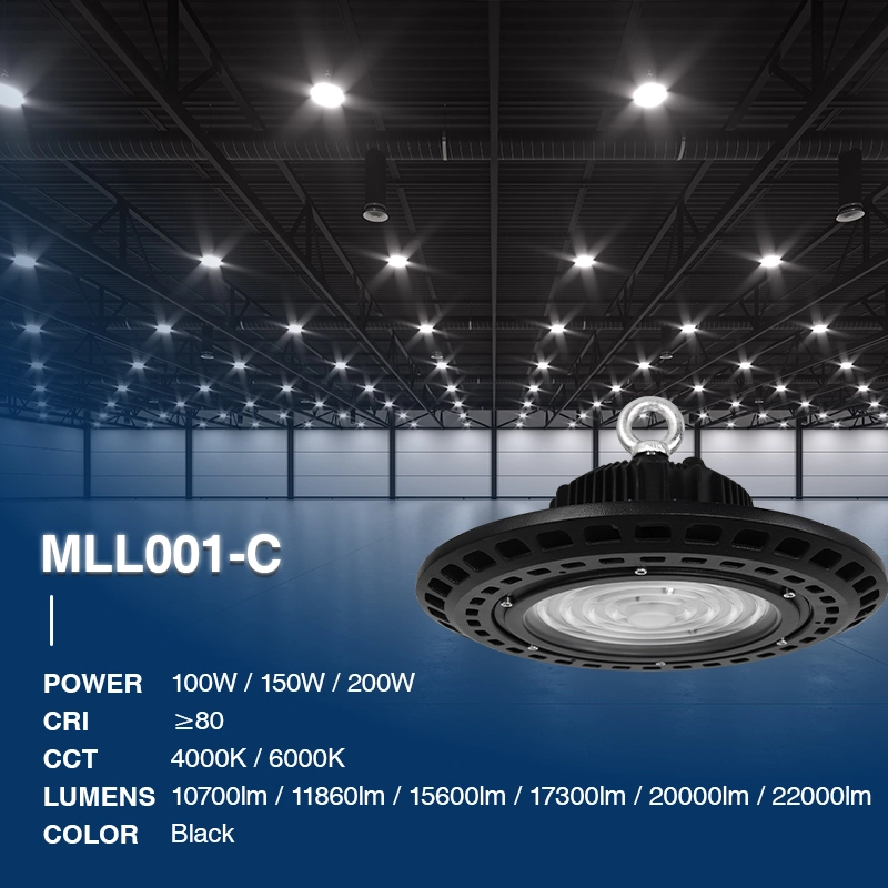 MLL001-C 100W 6000K 90° Nero UFO-Illuminazione del magazzino--02