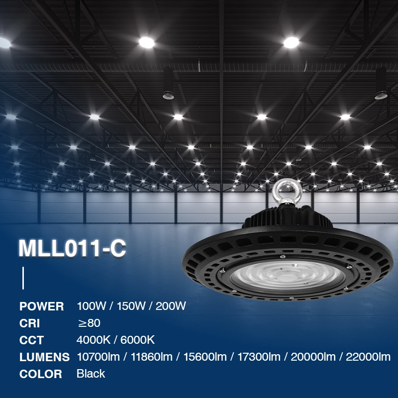 MLL011-C 100W 4000K 90° Nero UFO-Lampadari Industriali-MLL001-C-02