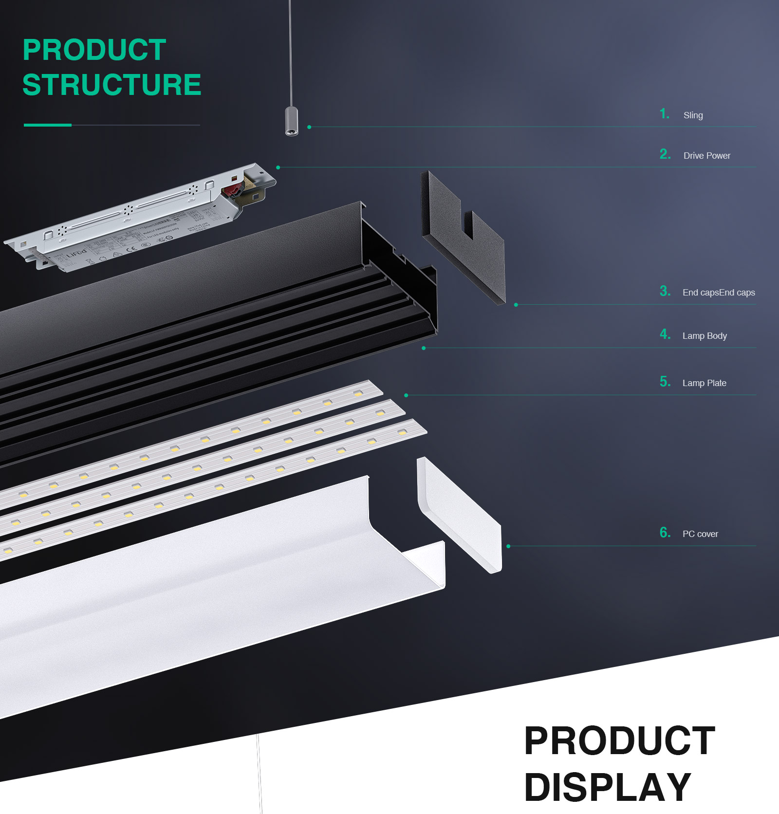 Kit di accessori per l'installazione a soffitto da 70 mm di alta qualità per luci lineari a soffitto a LED MLL003-A LA0304-Kosoom-Accessori--02