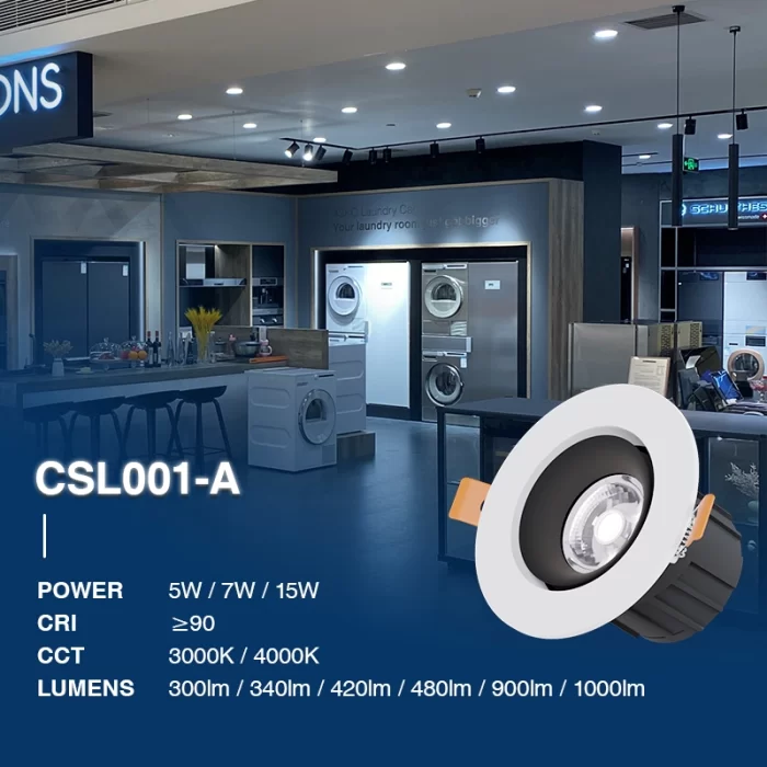 CSL001-A 7W 3000K 24° foro hole Φ75 faretti led incasso-Illuminazione corridoio-CSL001-A-02