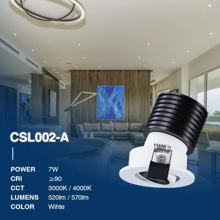 CSL002-A 7W 4000K 24° foro hole Φ45 led faretto incasso-Faretti per Vetrina--02