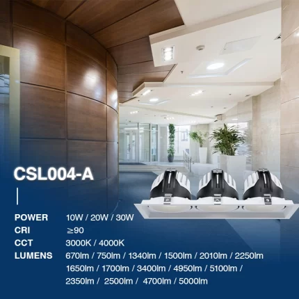 CSL004-A 20W 4000K 24° faretti da incasso design-Faretti Quadrati--02