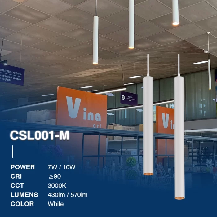 CSL001-M 7W 3000K 36° Bianco lampadari a goccia-Lampadari Da Ufficio a Sospensione--02B