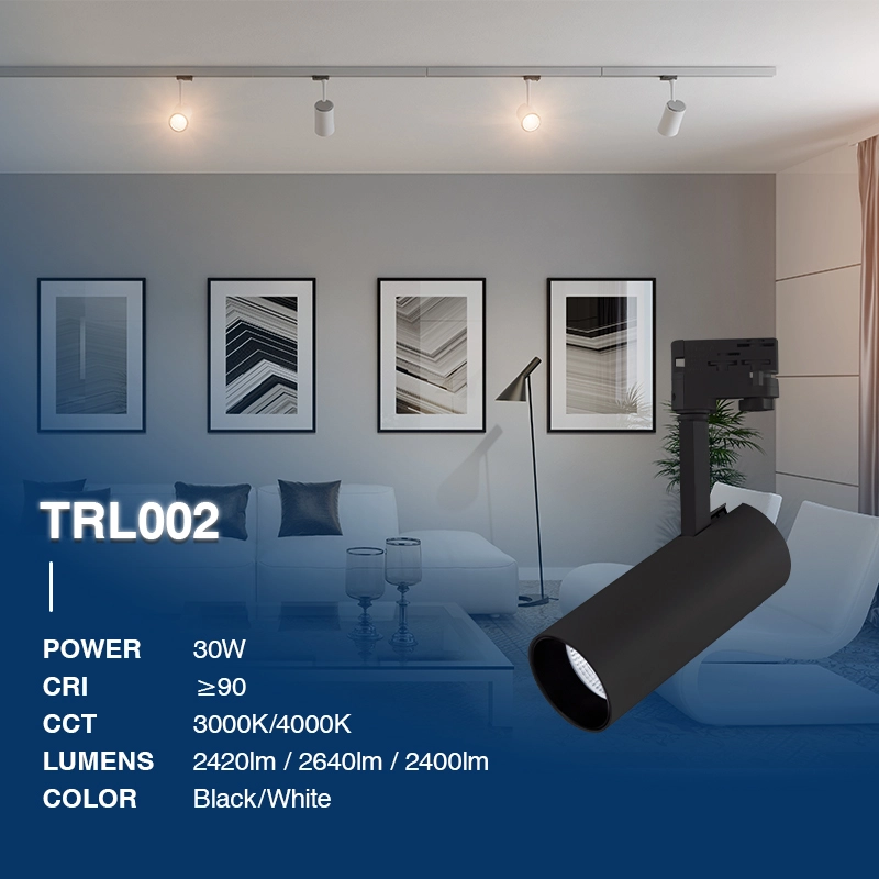 TRL002 30W 3000K 55° Black spotlights with track-Track spotlights for Restaurants and Cafes--02N